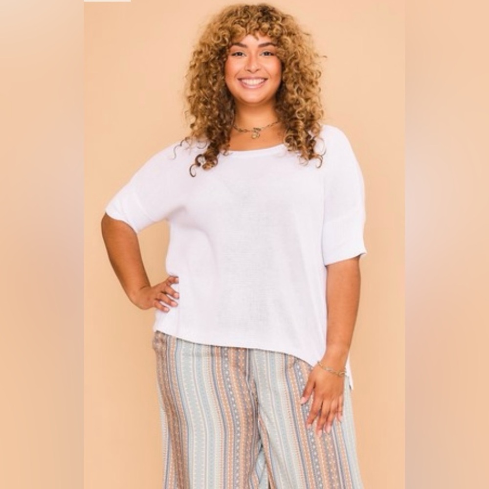 🤍Cozy Co. Boatneck Knit Short Sleeve Top